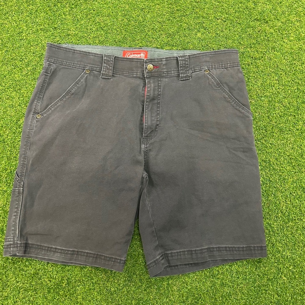 Coleman Mens Utility Carpenter Shorts Gray Canvas Outdoor Hiking Work Size 38